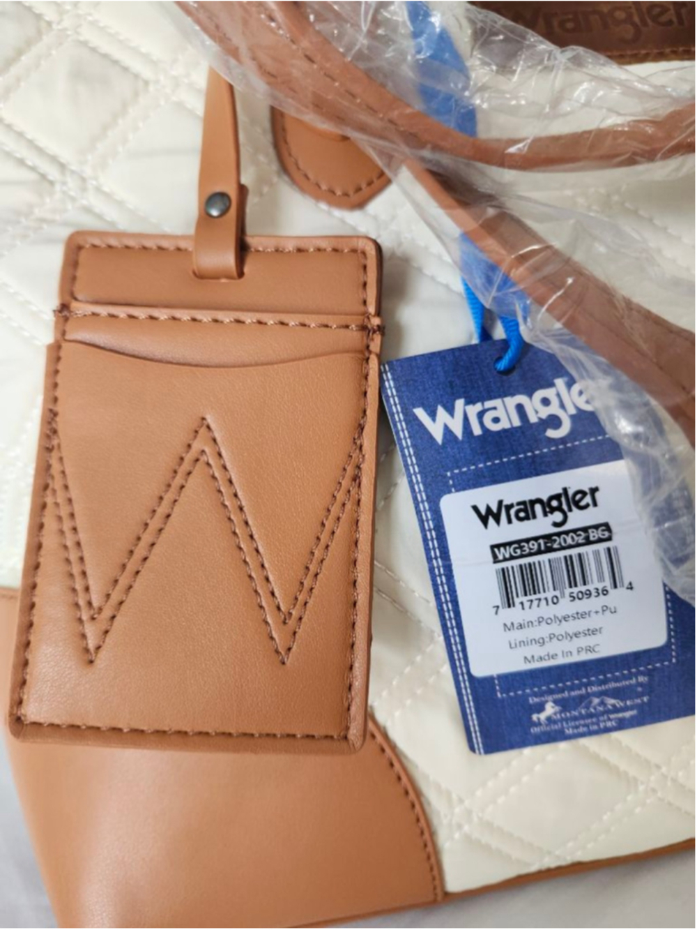 Women's Wrangler Quilted Tote Bag in Beige & Brown, One Size - Picture 4 of 12